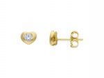 Χρυσά σκουλαρίκια καρδούλες κ9 με λευκό ζιργκόν  (code S173875)